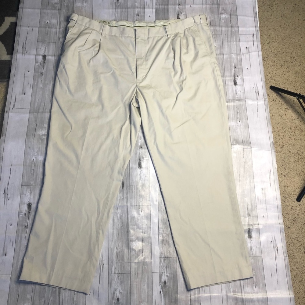 Orvis Trousers Mens 44 Chinos Tan Adjustable waist
